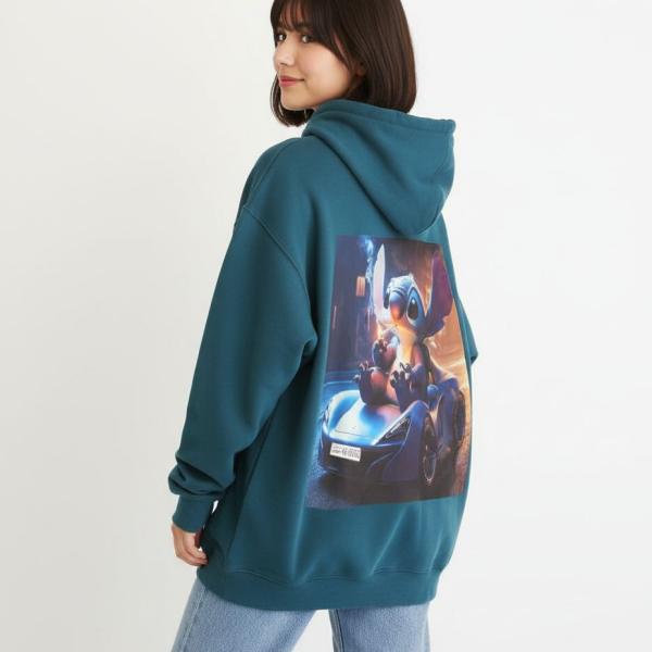 Blue oily stitch hoodie