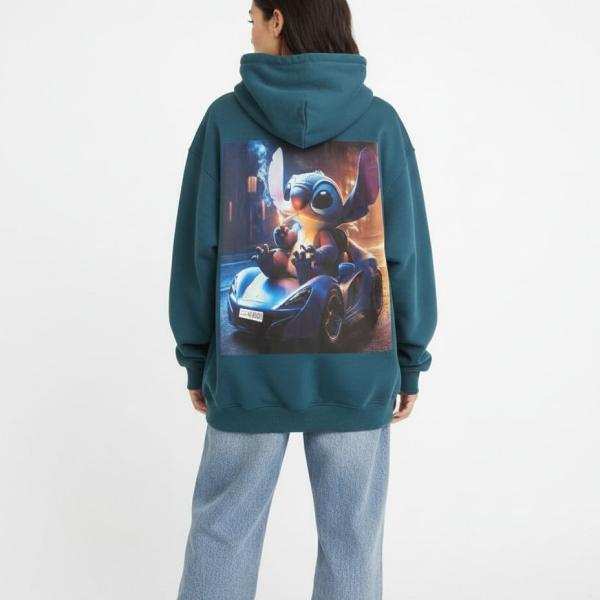Blue oily stitch hoodie
