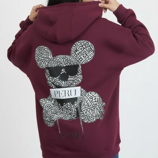 Burgundy teddy bear hoodie