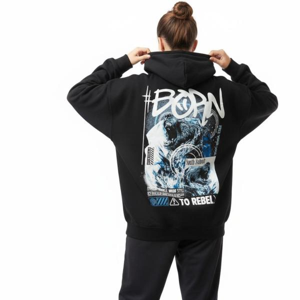 Black blue trendy hoodie