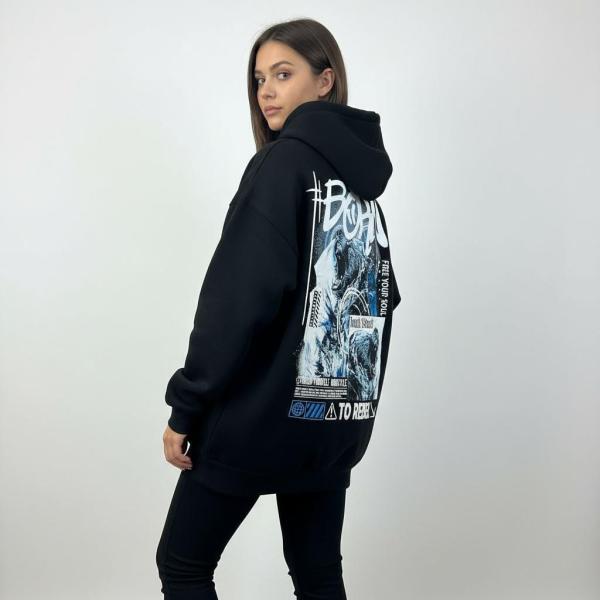 Black blue trendy hoodie