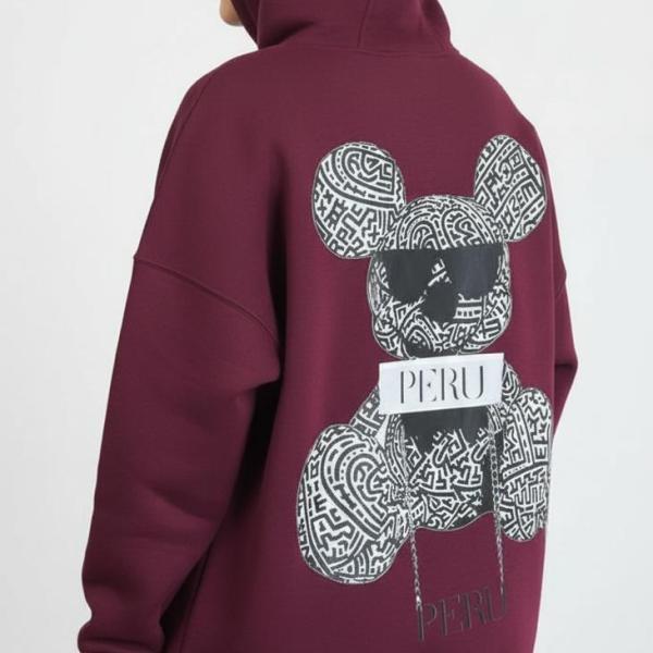 Burgundy teddy bear hoodie
