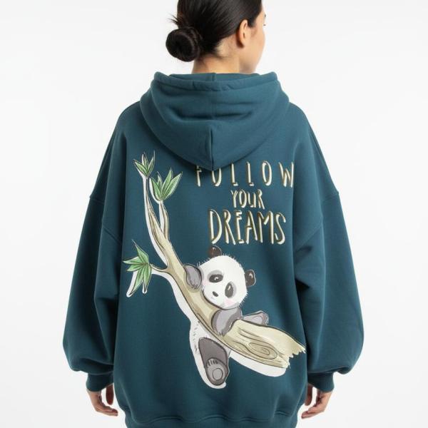 Blue oily panda hoodie