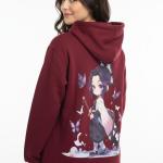 Burgundy anime hoodie