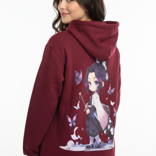 Burgundy anime hoodie