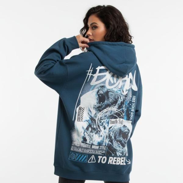 Blue oily trendy hoodie