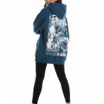 Blue oily trendy hoodie