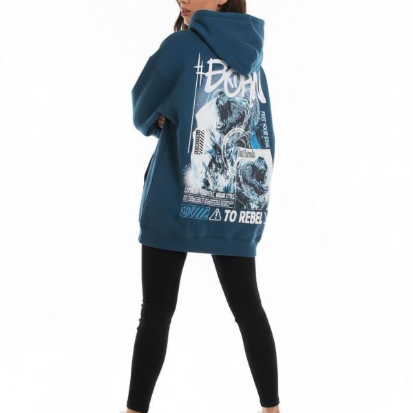 Blue oily trendy hoodie