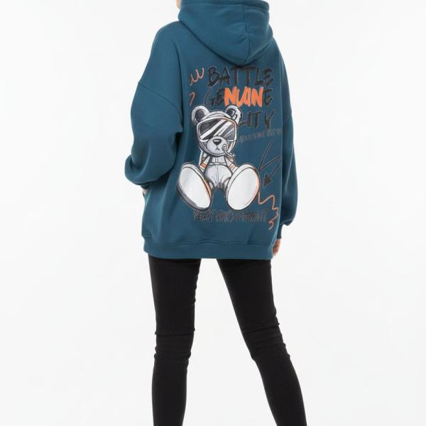 Blue oily teddy hoodie